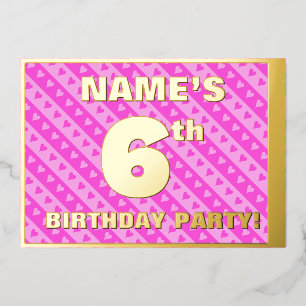 6e verjaardag van de opstand - vuurroze harten en  folie uitnodiging