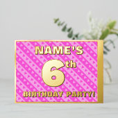 6e verjaardag van de opstand - vuurroze harten en  folie uitnodiging (Staand Voorkant)