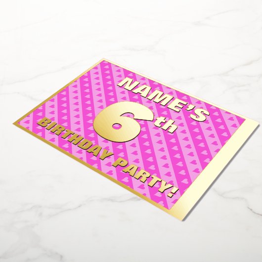 6e verjaardag van de opstand - vuurroze harten en  folie uitnodiging (Gedraaid)