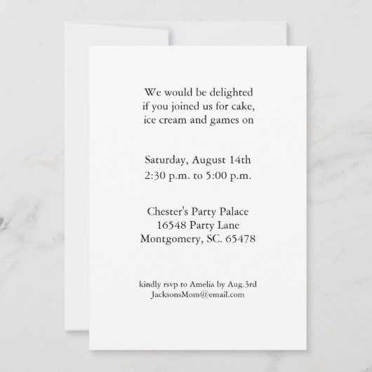 6e verjaardag van de uitnodigingen van de Partij v (Achterkant)