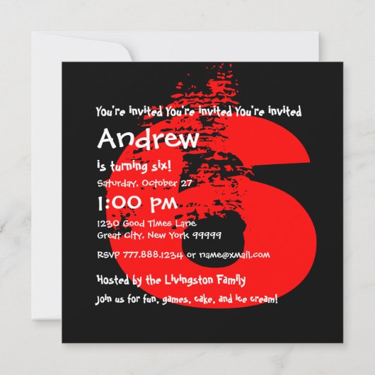 6e verjaardag van het 6 jaar oud baanontwerp kaart (Achterkant)