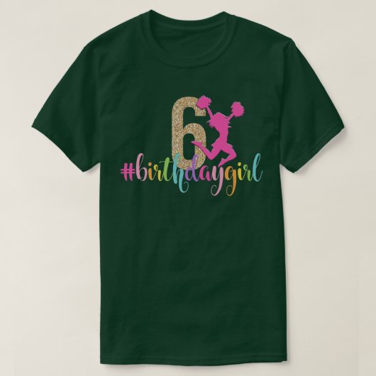 6e verjaardag van het meisje Cheerleader Rainbow C T-shirt (Design voorkant)