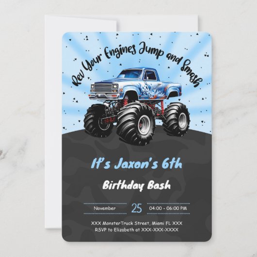 6e verjaardag van het Monster Truck Kaart (Voorkant)