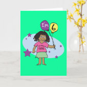 6e verjaardag van meisjes kaart (Gele Bloem)