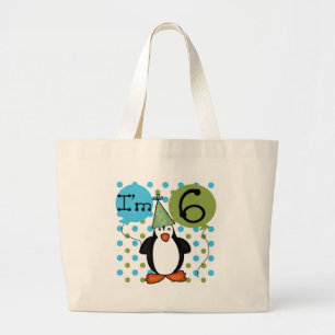 6e verjaardag van Penguin Grote Tote Bag