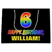 6e verjaardag: Vet, Vun, eenvoudig, regenboog 6 Groot Cadeauzakje (Voorkant)