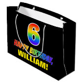 6e verjaardag: Vet, Vun, eenvoudig, regenboog 6 Groot Cadeauzakje (Achterkant Gekanteld)