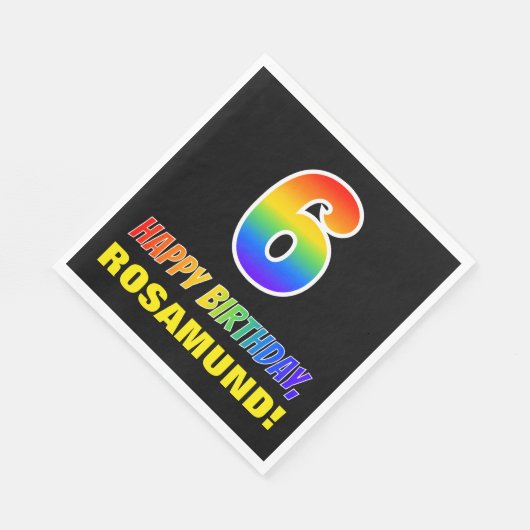 6e verjaardag: Vet, Vun, eenvoudig, regenboog 6 Servet (Hoek)