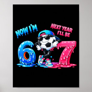 6e verjaardag Voetbal Drip Kids Jongens Meisjes 6 Poster