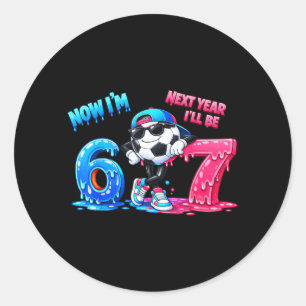 6e verjaardag Voetbal Drip Kids Jongens Meisjes 6 Ronde Sticker