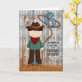 6e verjaardag voor een kleine Cowboy Western Théli Kaart (Gele Bloem)