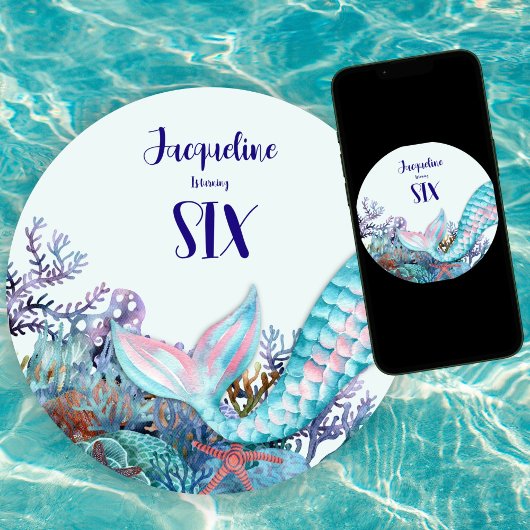 6e verjaardag Waterverf Zeemeermin onder het Zee Kaart