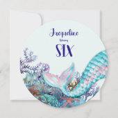 6e verjaardag Waterverf Zeemeermin onder het Zee Kaart (Voorkant)