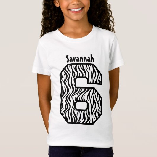 6e verjaardag Zebra vier jaar aangepaste naam V07F T-shirt (Voorkant)