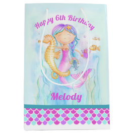 6e verjaardag zeemeermin en zeepaardkunst op maat medium cadeauzakje