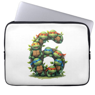 6e verjaardag Zeeschildpad Thema Feest 6 Jaa Laptop Sleeve