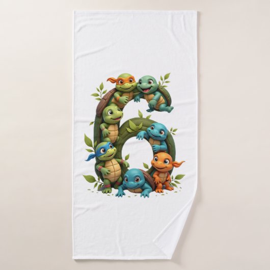 6e verjaardag Zeeschildpad Thema Feest 6 jaar Badhanddoek (Badhanddoek)