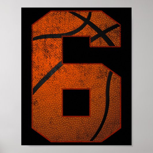 6e verjaardag Zes 6 jaar oude Basketball Bday Poster (Voorkant)
