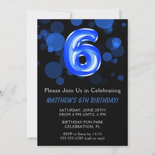 6e verjaardagsballonnen Kinderen Blauwe Jongensfee Kaart (Voorkant)