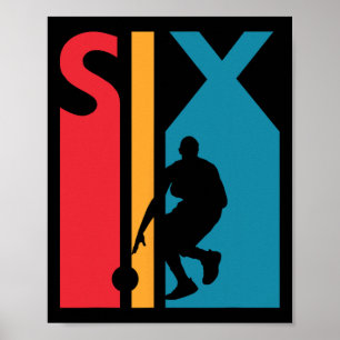 6e verjaardagscadeau zes  basketbal 6 jaar oud poster