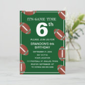 6e Verjaardagsfeest Football Groene Sport Kinder J Kaart (Staand voorkant)