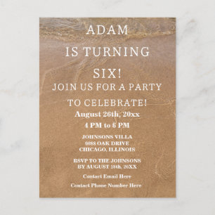 6e verjaardagsfeest Sandy Beach Ocean Custom Age Briefkaart