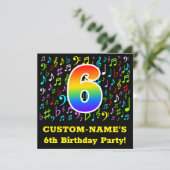 6e verjaardagsfeestje: Leuke muzieksymbolen, Rainb Kaart (Staand voorkant)