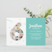 6e verjaardagsfeestje nummer 6 aangepaste fotocoll kaart (Staand voorkant)