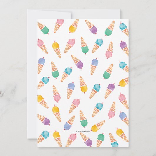 6e verjaardagsfeestje | Rainbow Ice cream uitnodig Kaart (Achterkant)