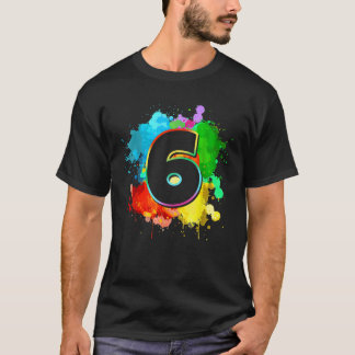 6e verjaardagsfeestje verfspatten zes 6 jaar oude  t-shirt