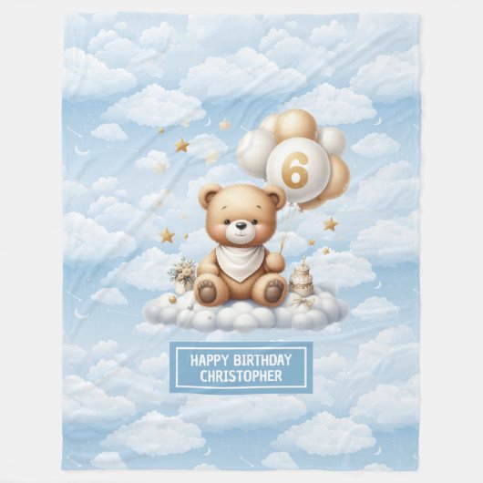 6e verjaardagsjongensdeken met waterverf Teddy Fleece Deken (Voorkant)
