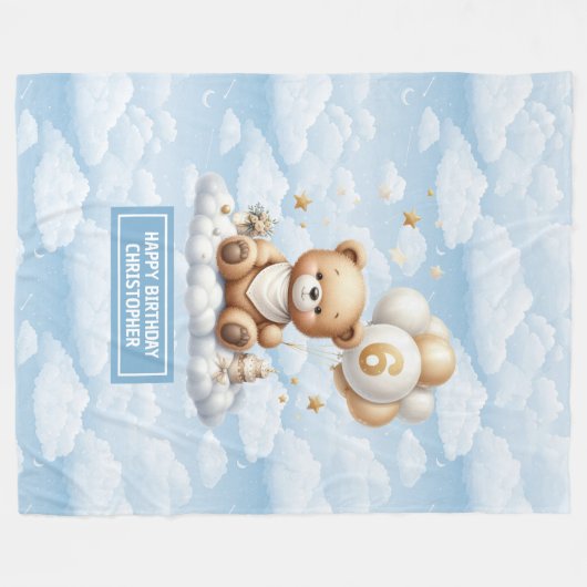 6e verjaardagsjongensdeken met waterverf Teddy Fleece Deken (Voorkant (Horizontaal))