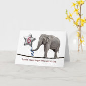 6e Verjaardagskaart met koordje wandelende olifant Kaart (Gele Bloem)