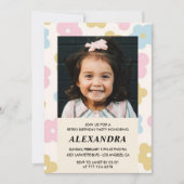 6e verjaardagsuitnodiging Retro Groovy Flowers Sch Kaart (Voorkant)