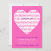 6e verjaardagsuitnodigingen Roze Hart Modern Kaart (Voorkant)