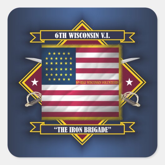 6e Wisconsin Volunteer Infantry Vierkante Sticker (Voorkant)