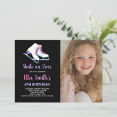 6e zwarte Paarse ijsfoto schaatsen verjaardag Kaart (Staand voorkant)