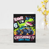 6nd Birthday Monster Truck Dinosaur Since 2020 Raw Kaart (Gele Bloem)