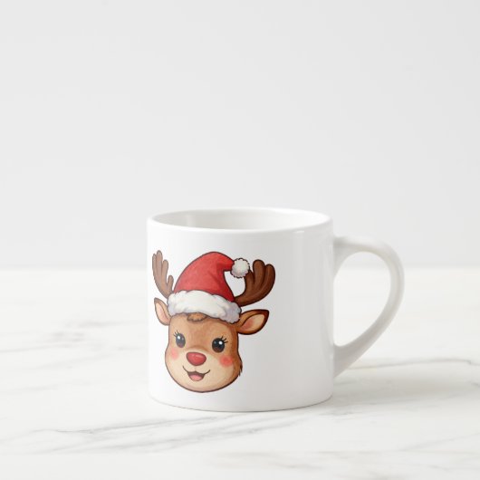  6oz Mini Reindeer Latte Mug with Festive Santa Ha Espresso Kop (Rechts)