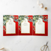 6pg NIKAH WALIMAH Rood Goud Groene Huwelijksfeest  Drieluik Uitnodiging (Binnen)