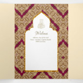 6pg NIKAH WALIMAH Wit Rood Goud Sierlijk Drieluik Uitnodiging (Binnenkant midden)
