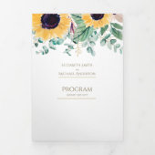6pg Rustic Sunflower Thed Wedding Programme Drieluik Uitnodiging (Cover)