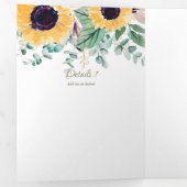 6pg Rustic Sunflower Thed Wedding Programme Drieluik Uitnodiging (Binnenzijde eerst)