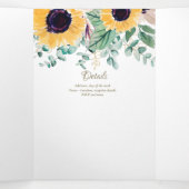 6pg Rustic Sunflower Thed Wedding Programme Drieluik Uitnodiging (Binnenkant midden)