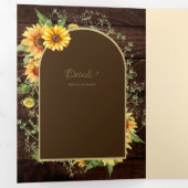 6pg Rustic Wood Sunflower Thed Wedding Programme Drieluik Uitnodiging (Binnenzijde eerst)