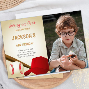 6th Birthday Baseball Birthday Invitation foto Kaart
