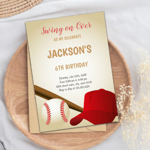 6th Birthday Baseball Birthday Invitation Kaart