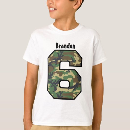 6th Birthday Boy Camo four Year Custom Name V007F T-shirt (Voorkant)