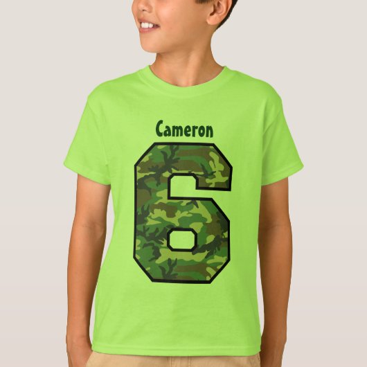 6th Birthday Boy Camo Vier jaar Eigen naam V007F6 T-shirt (Voorkant)