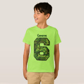 6th Birthday Boy Camo Vier jaar Eigen naam V007F6 T-shirt (Voorkant volledig)